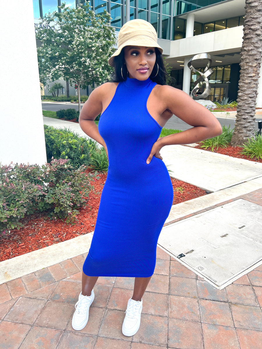 Gabrielle Midi Dress- Royal Blue – Za Belle Boutique