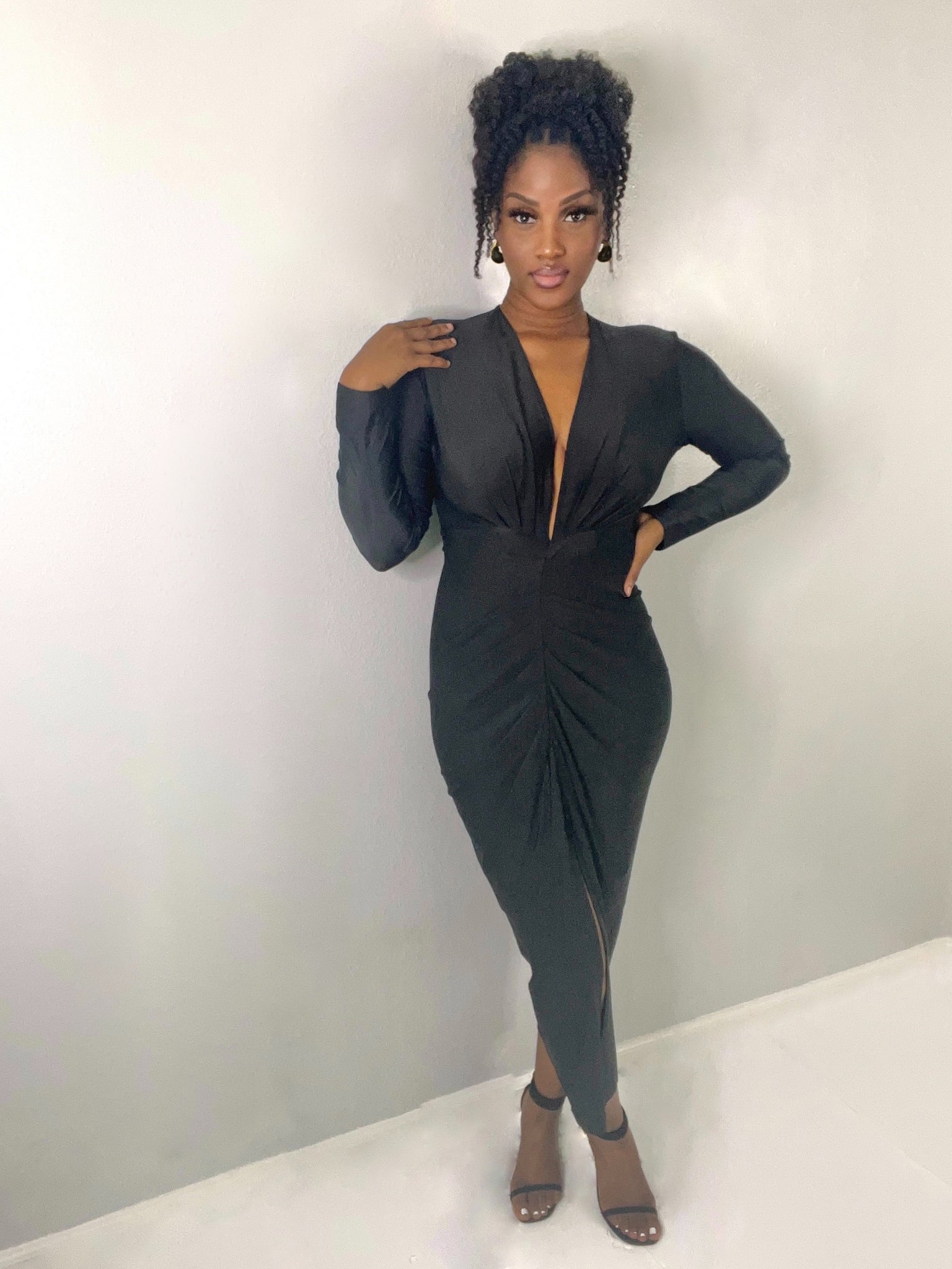 Chloe Midi Dress-Black Za Belle Boutique Chloe Midi Dress-Black Za Belle Boutique