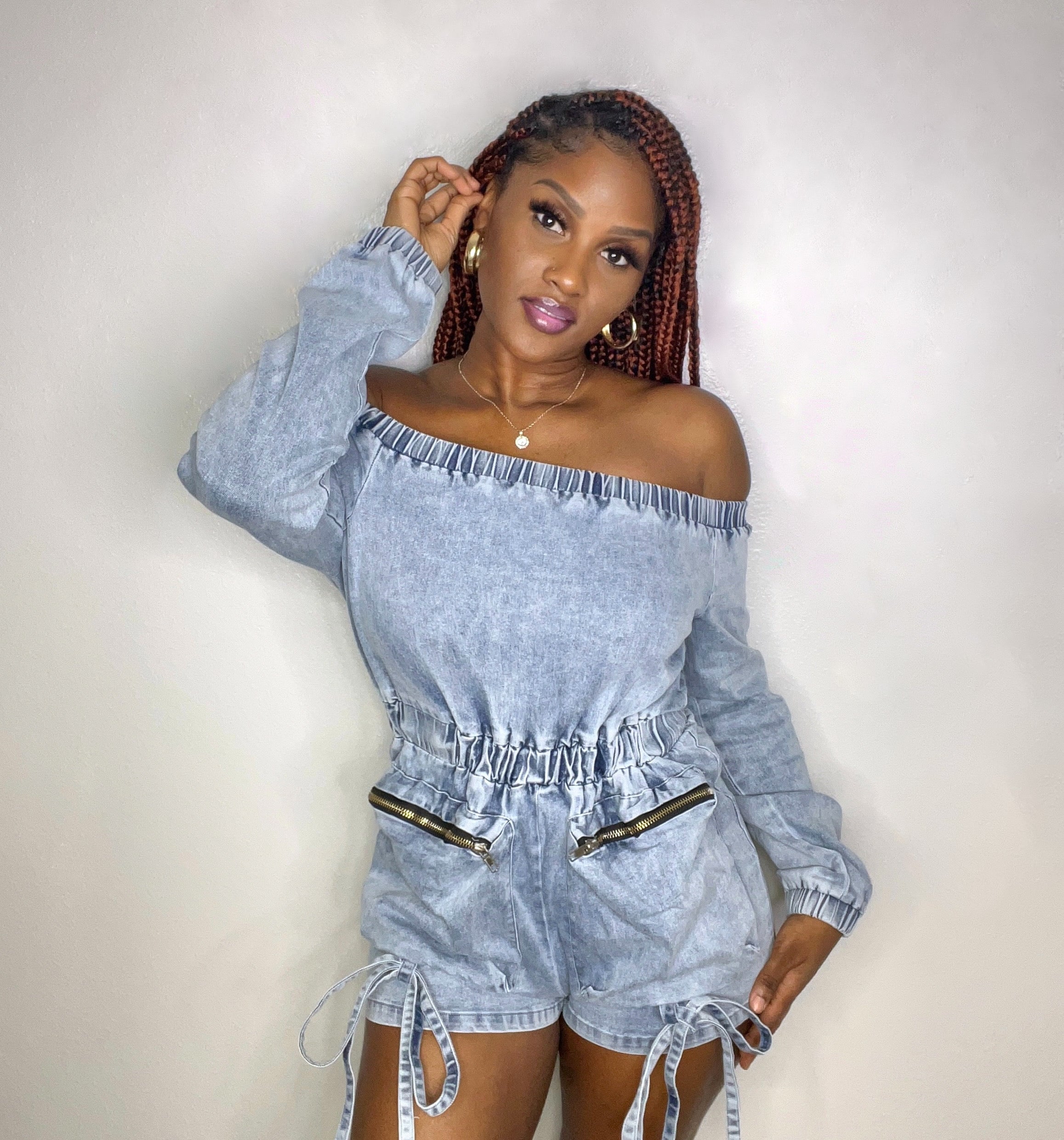 Layla Denim Romper – Za Belle Boutique