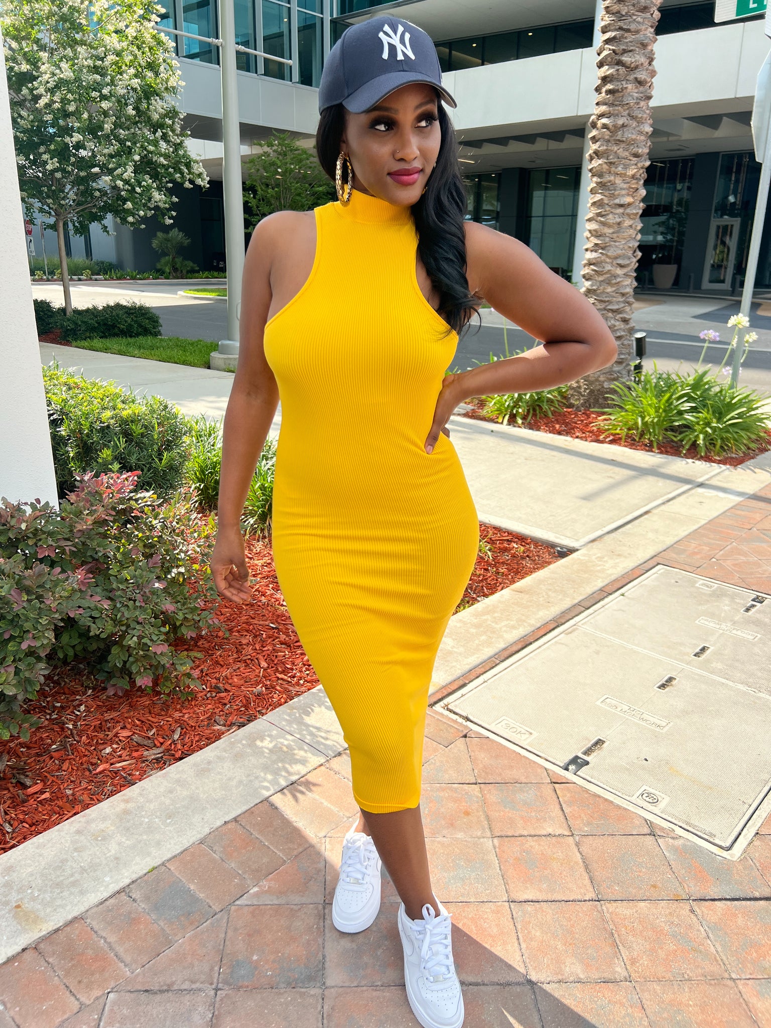 Gabrielle Midi Dress- Yellow