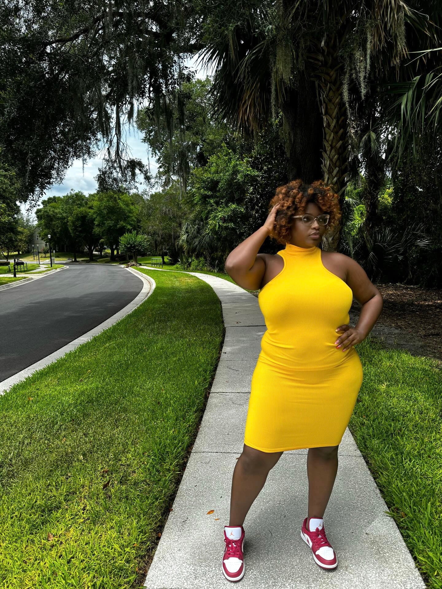 Gabrielle Midi Dress- Yellow